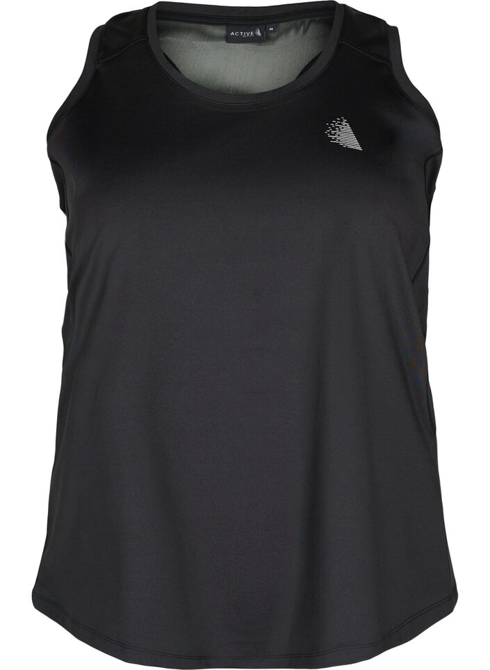 Sports top with racer back and mesh, Black, Packshot image number 0