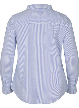 Striped shirt in cotton, Blue Striped, Packshot image number 1