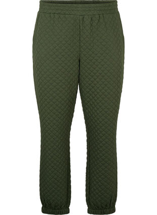 Quilted jogging bottoms with pockets, Thyme, Packshot image number 0