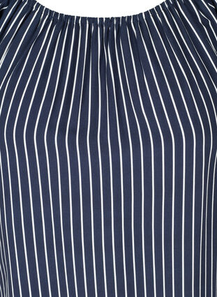 Short-sleeved striped viscose blouse, Blue White stripe, Packshot image number 2
