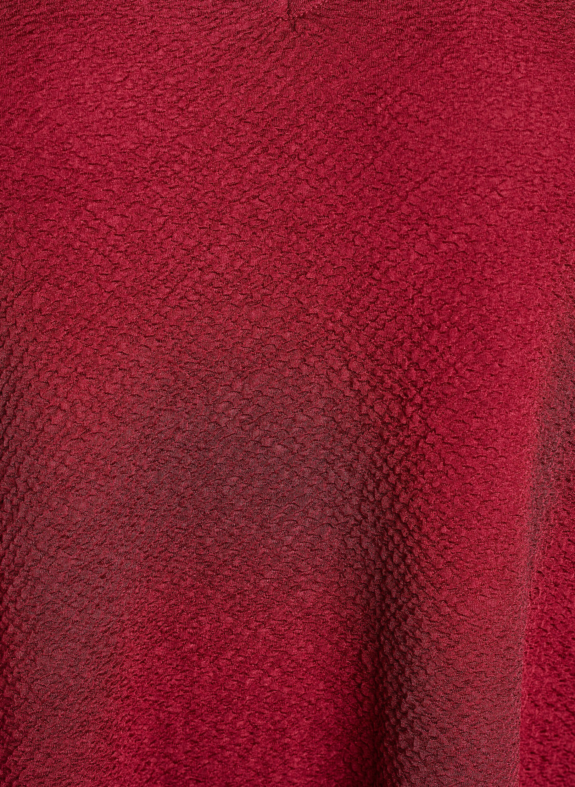 Zizzifashion Short textured dress with a ruffle hem, Dark Bordeaux, Packshot image number 2