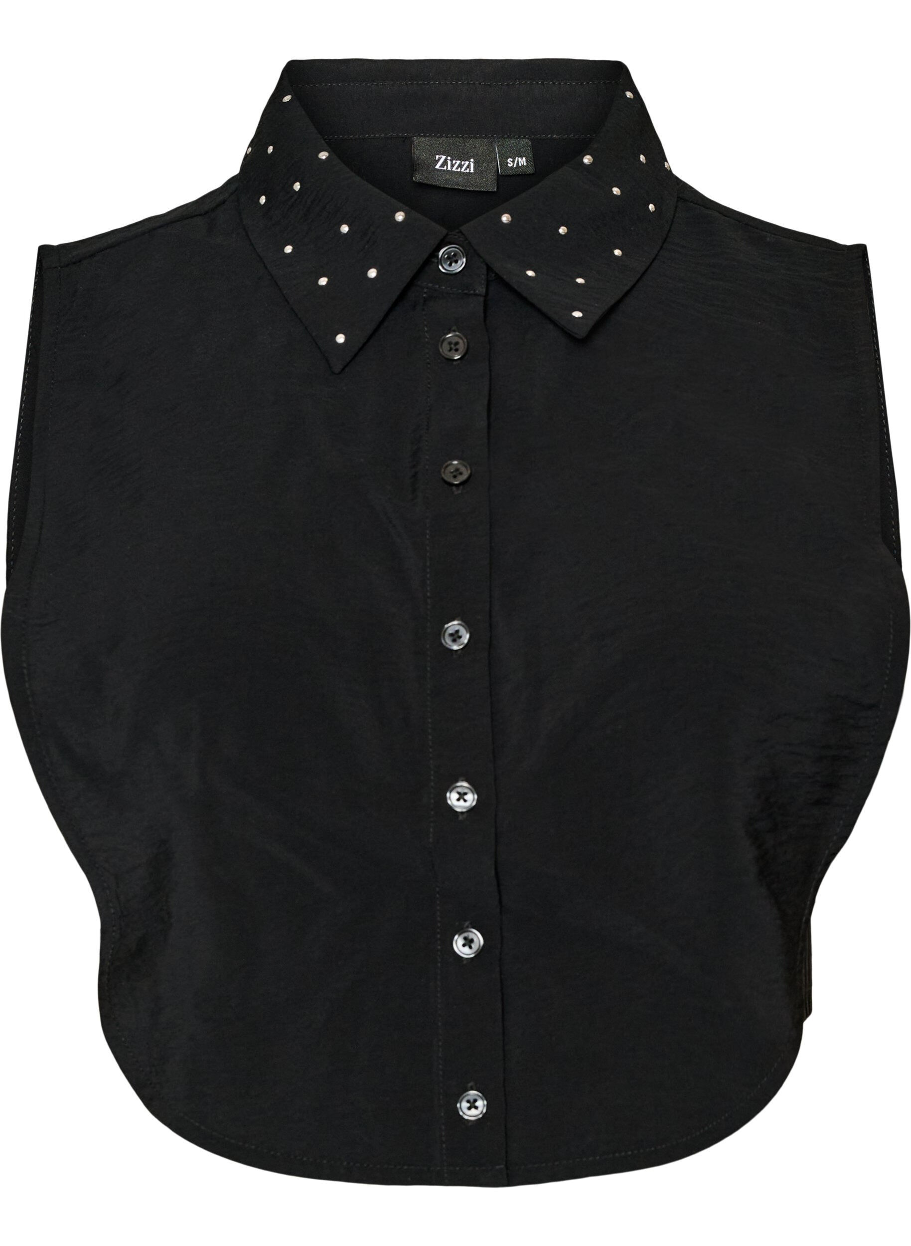 ZizzifashionCollar insert with rhinestones and buttons, Black, Packshot image number 0