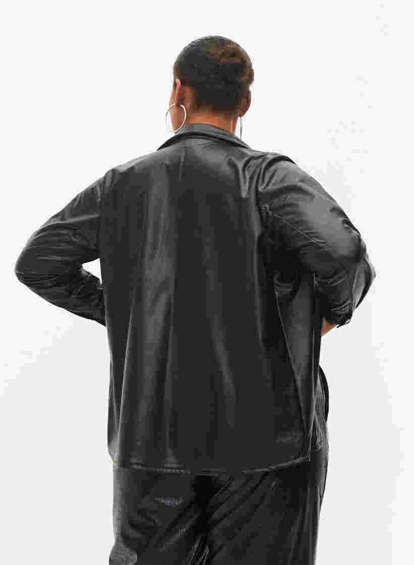 Faux leather shirt, Black, Model image number 1