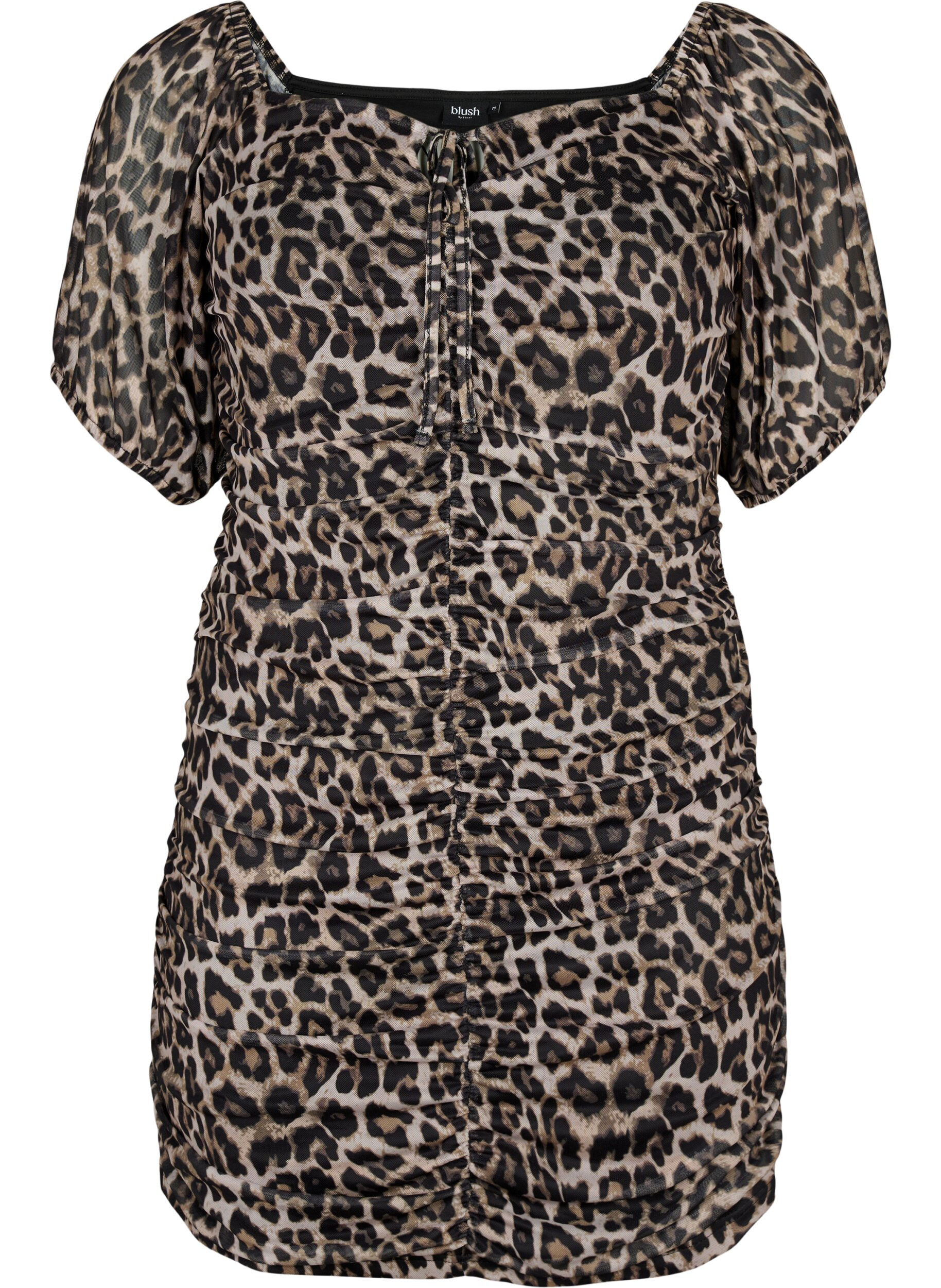 Zizzifashion Short mesh dress with leopard print, Leo, Packshot image number 0
