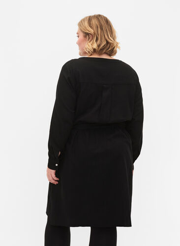 Shirtdress with long sleeves, Black, Model image number 1