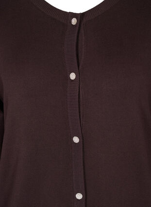 Short knitted viscose cardigan with decorative buttons, Black Coffee, Packshot image number 2