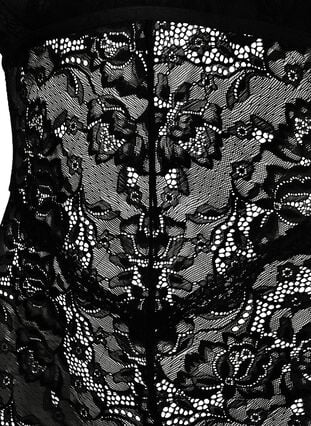 Lace bodystocking with v-neckline, Black, Packshot image number 2
