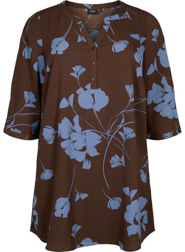 Floral tunic with 3/4 sleeves, Falcon Flower, Packshot image number 0