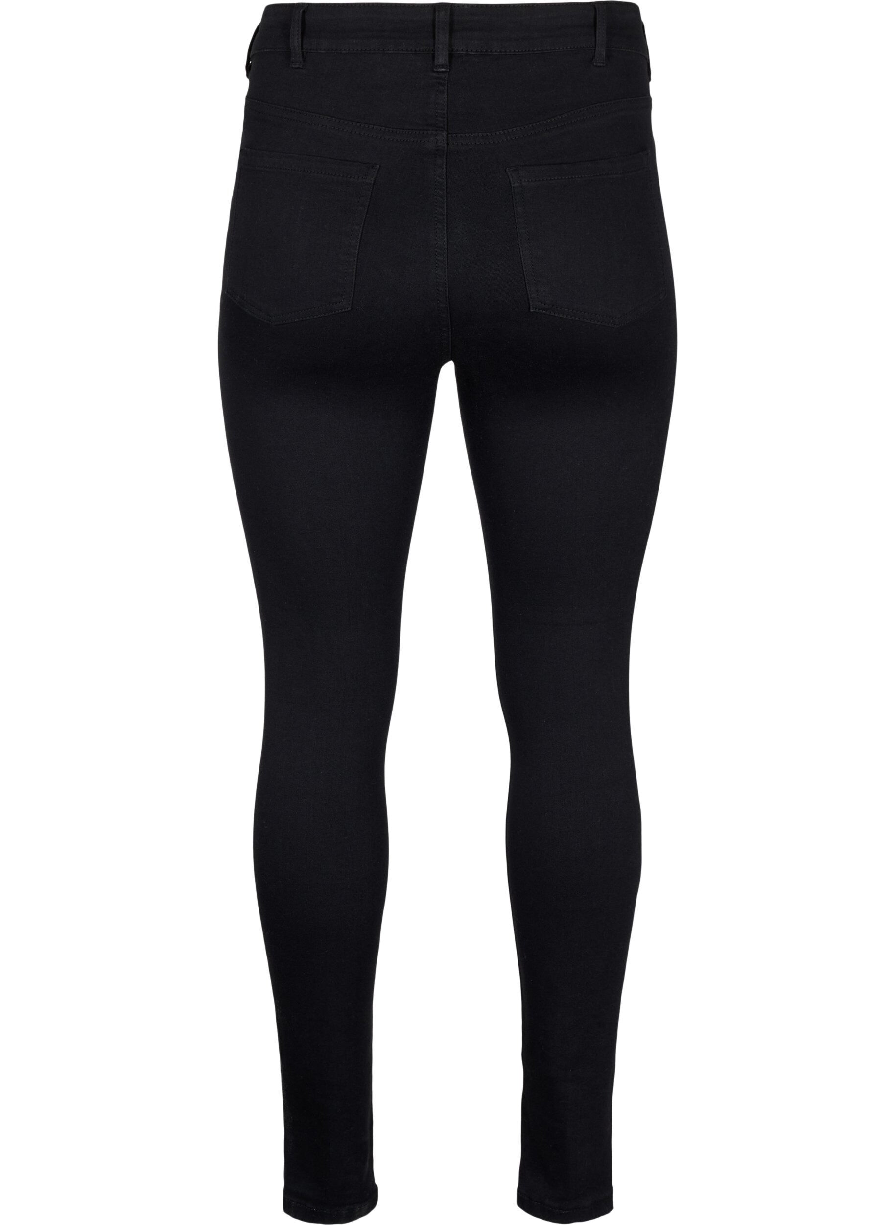 Zizzifashion Super slim jeans with high waist, Black, Packshot image number 1