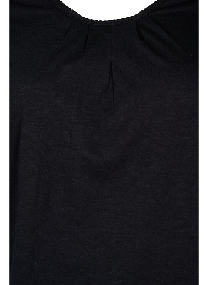 Cotton top with 3/4 sleeves, Black, Packshot image number 2