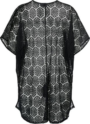 Kaftan beach dress with hole pattern, Black, Packshot image number 1