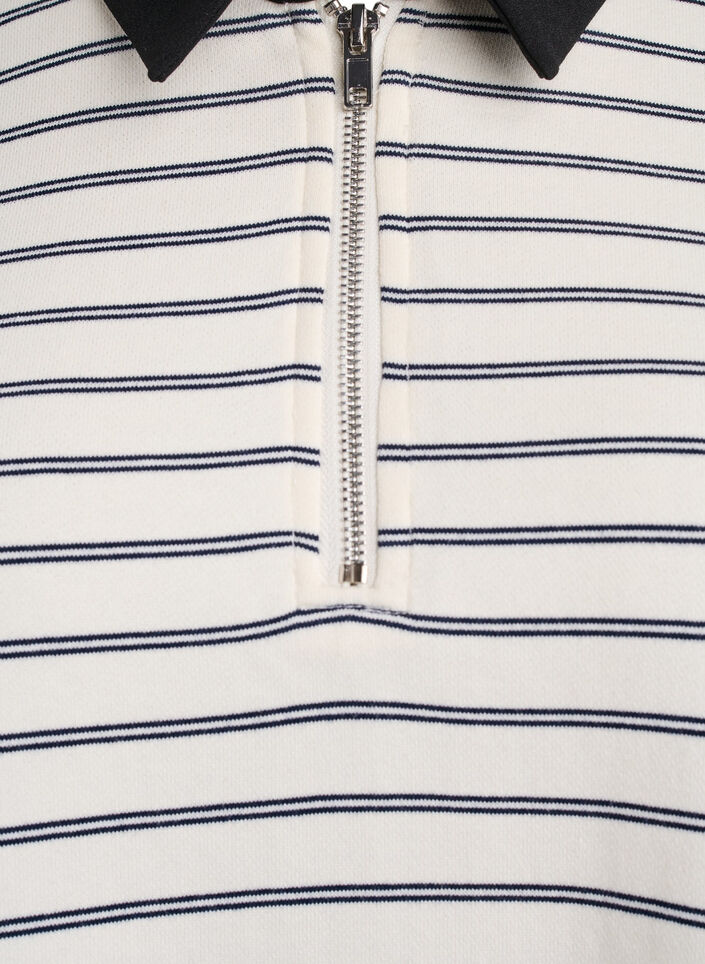 Striped polo shirt with zipper, White, Packshot image number 2