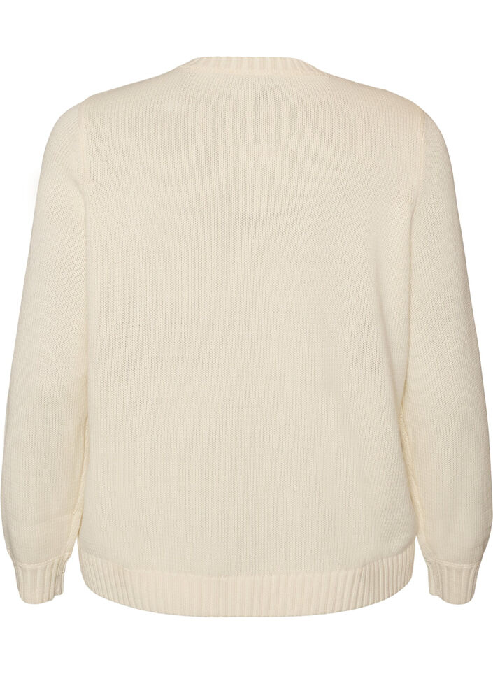 Cardigan with cable-knit pattern, Vanilla, Packshot image number 1