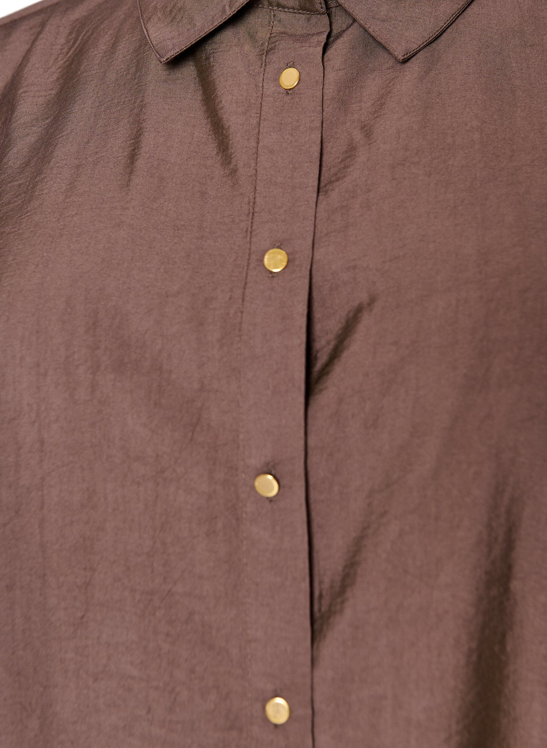 ZizzifashionViscose shirt with golden buttons, Brown, Packshot image number 2