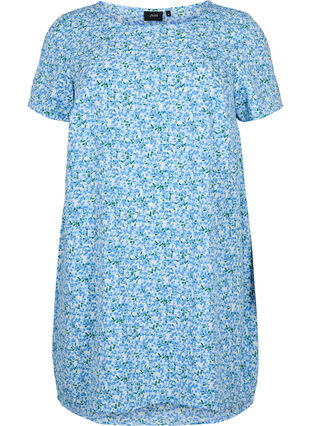 Dress with print and short sleeves, Blue Small Flower, Packshot image number 0