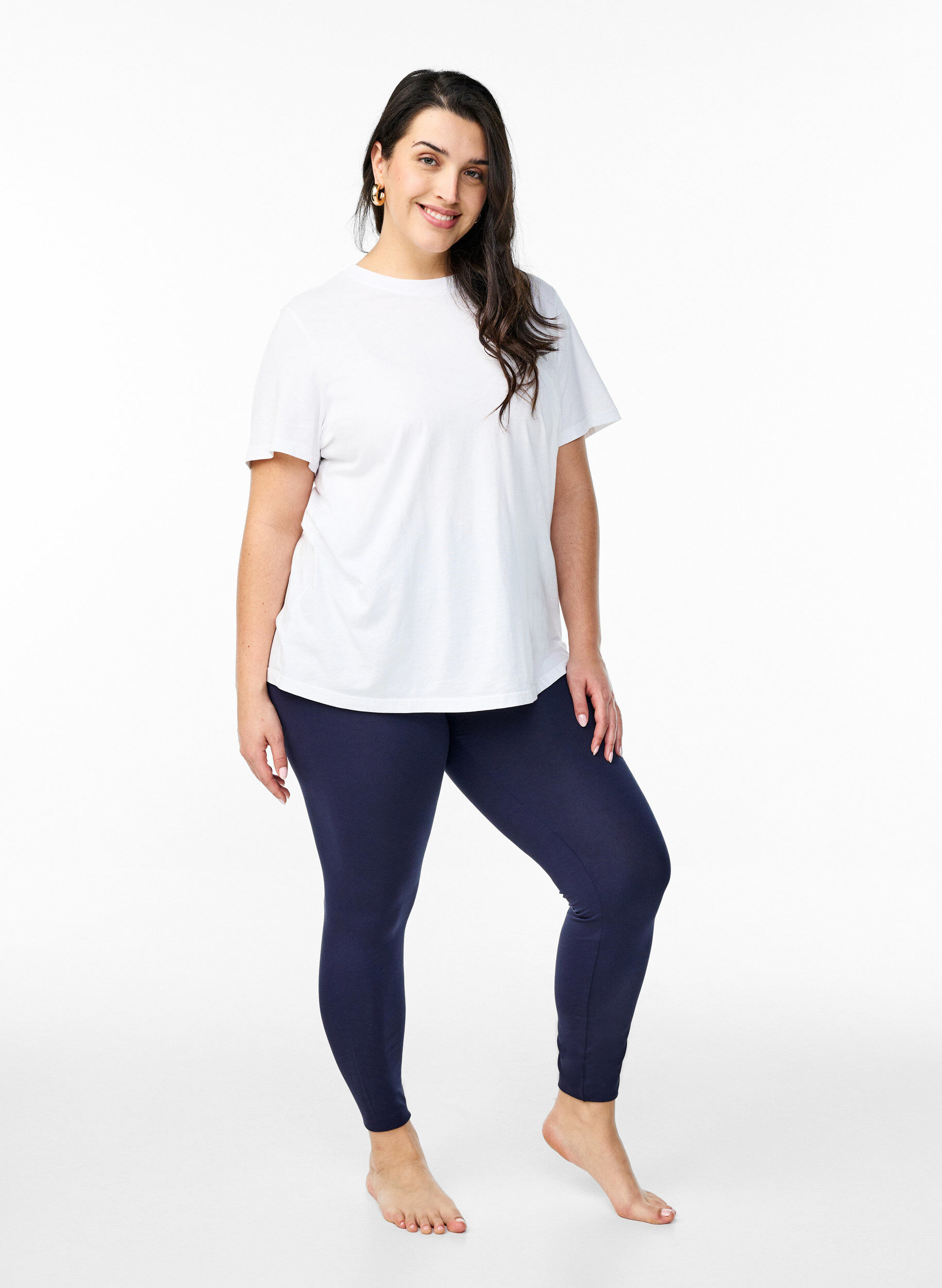 ZizzifashionBasic viscose leggings, Blue, Model image number 1
