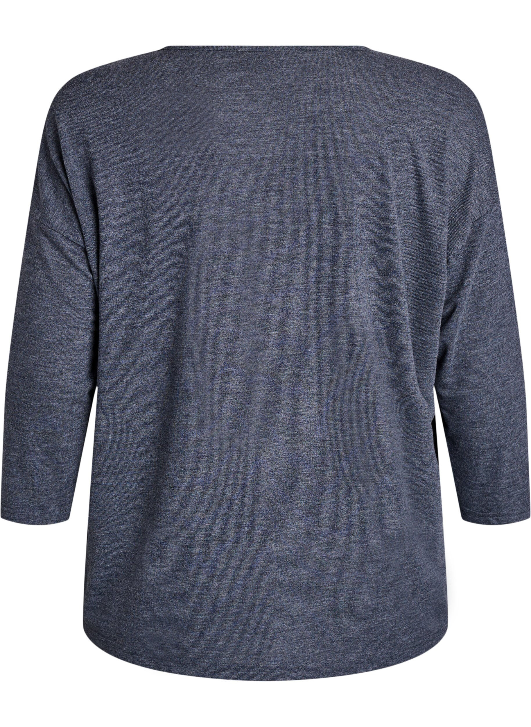ZizzifashionJersey blouse with 3/4 sleeves, Dark Grey, Packshot image number 1