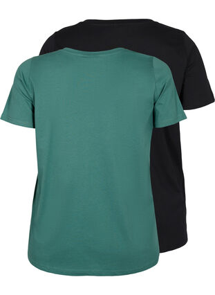 2-pack basic cotton t-shirt, Mallard Green/Black, Packshot image number 1