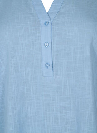 Shirt blouse in cotton with a v-neck, Serenity, Packshot image number 2