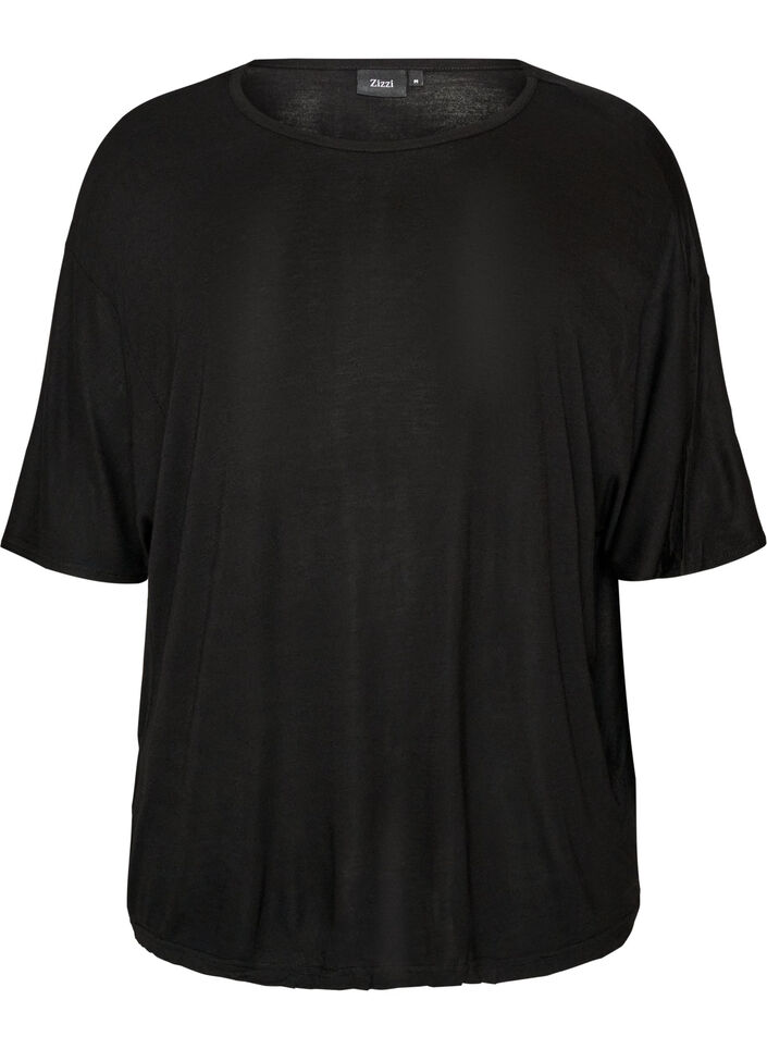 Loose T-shirt in viscose jersey, Black, Packshot image number 0