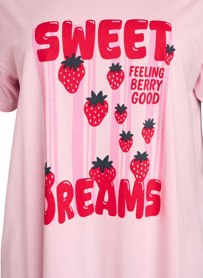 Long night T-shirt in organic cotton with print, Red, Packshot image number 2