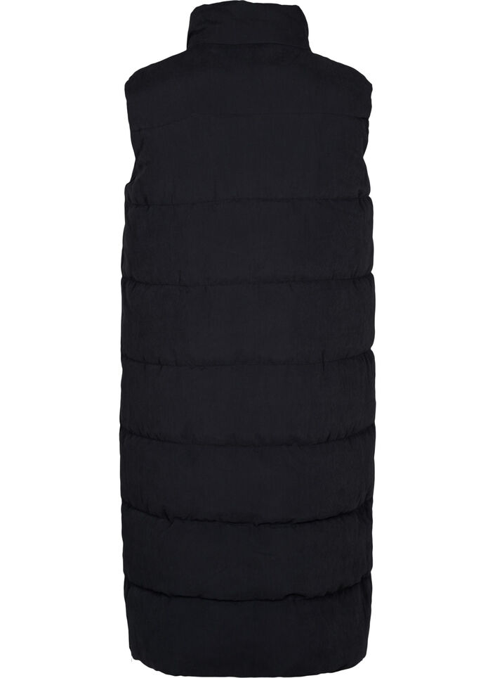 Long vest with high collar and pockets, Black, Packshot image number 1
