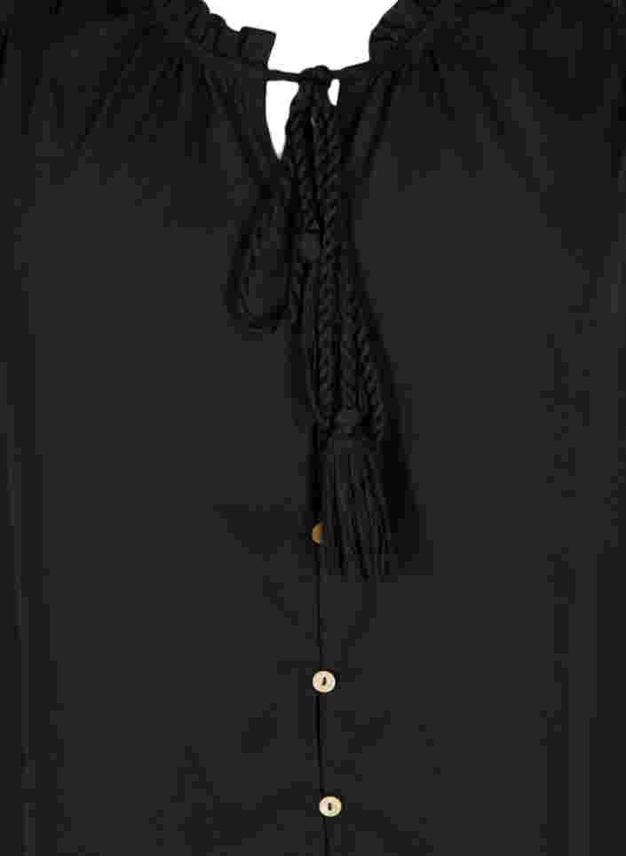 Viscose top with tie detail, Black, Packshot image number 2