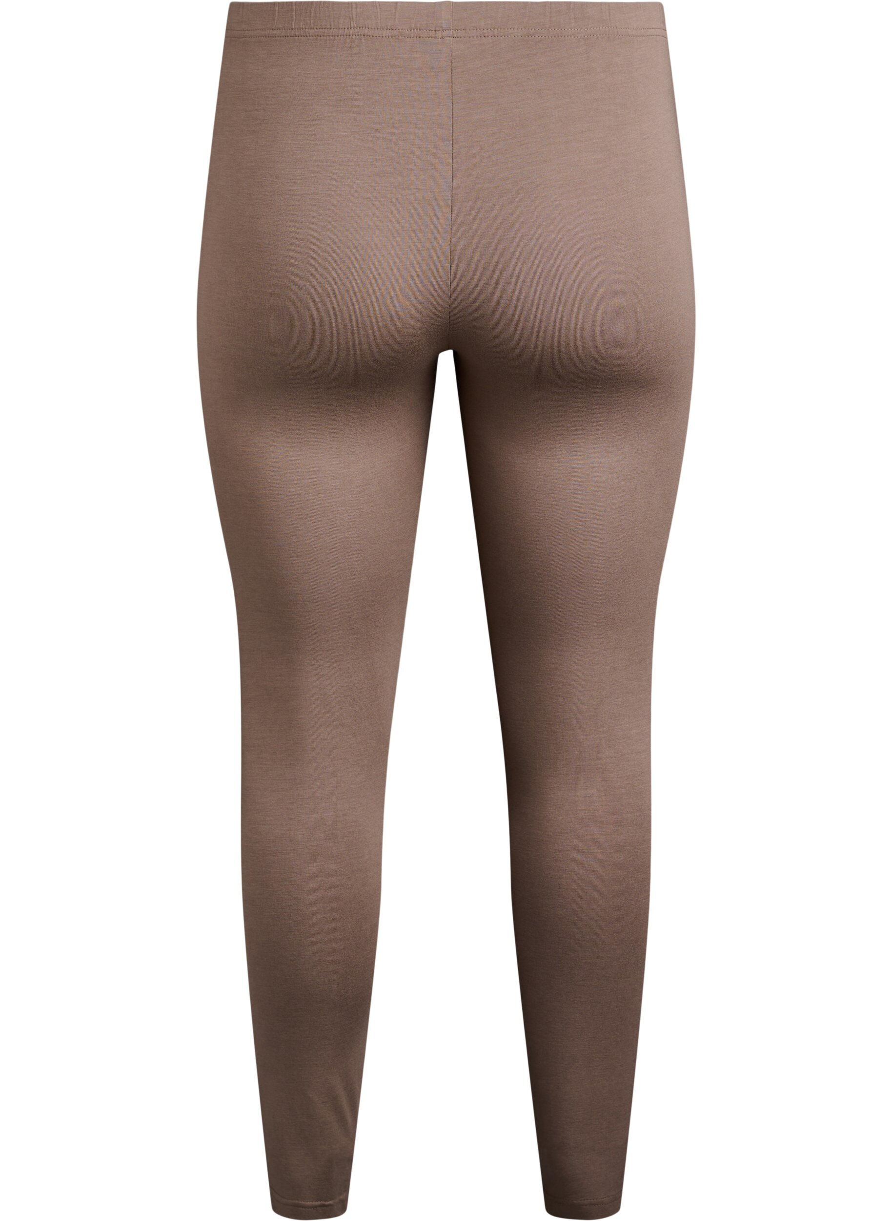 Zizzifashion Basic leggings in viscose, Brown, Packshot image number 1