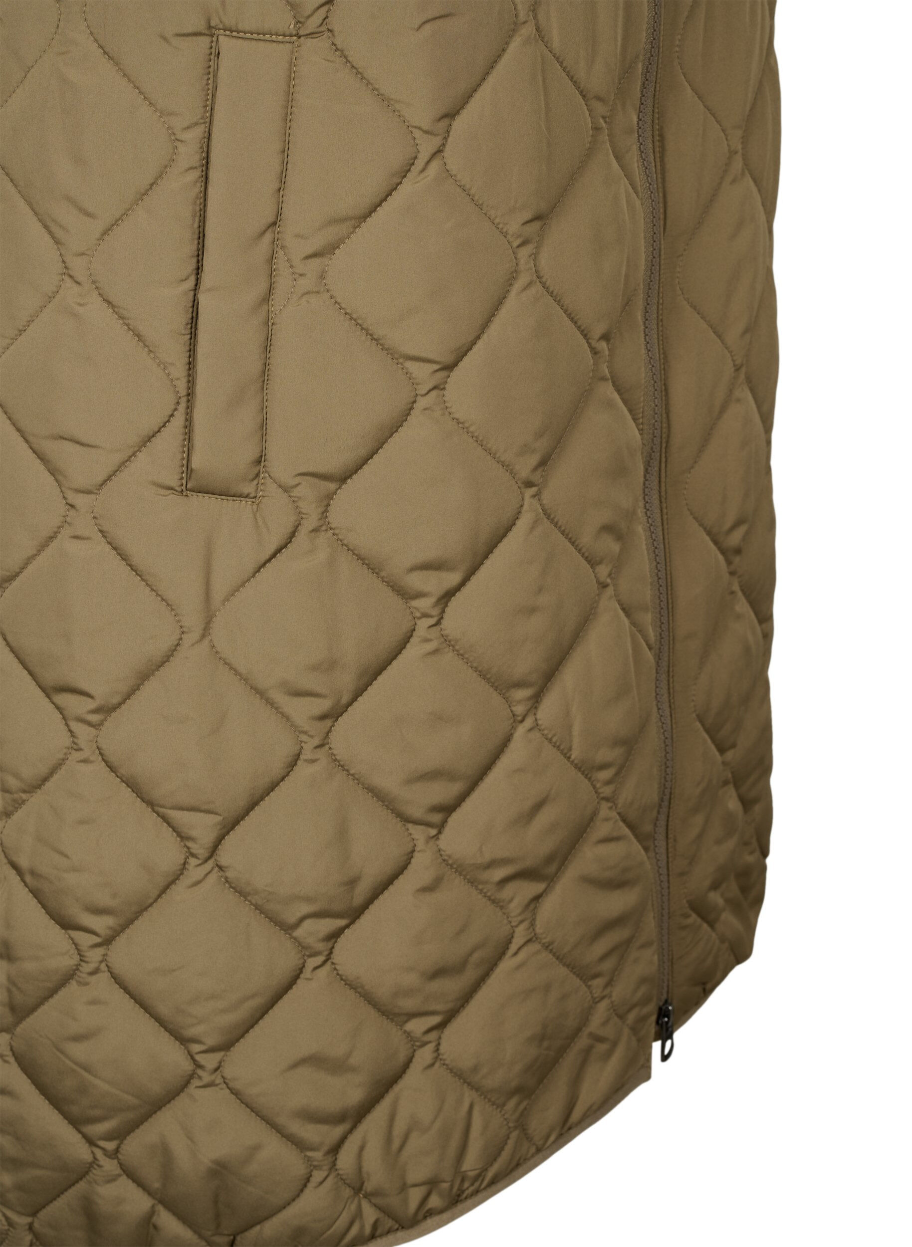 Zizzifashion Long quilted vest with zipper and pockets, Bungee Cord , Packshot image number 3