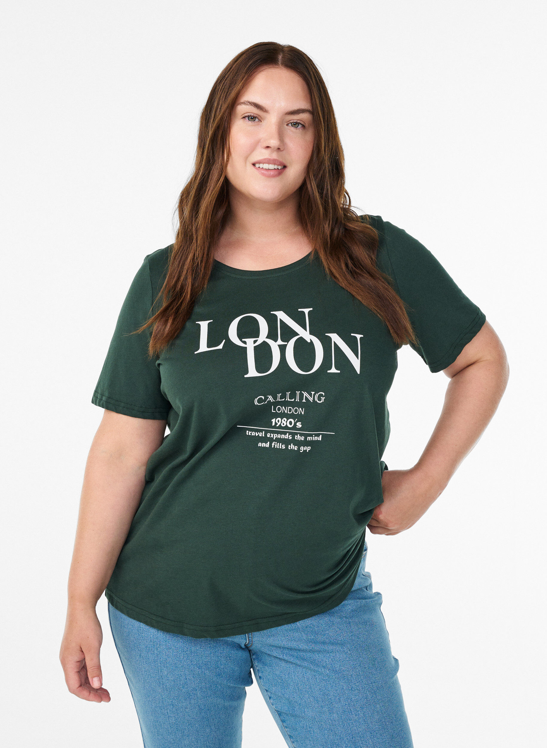 ZizzifashionT-shirt with motif, Green, Model image number 0
