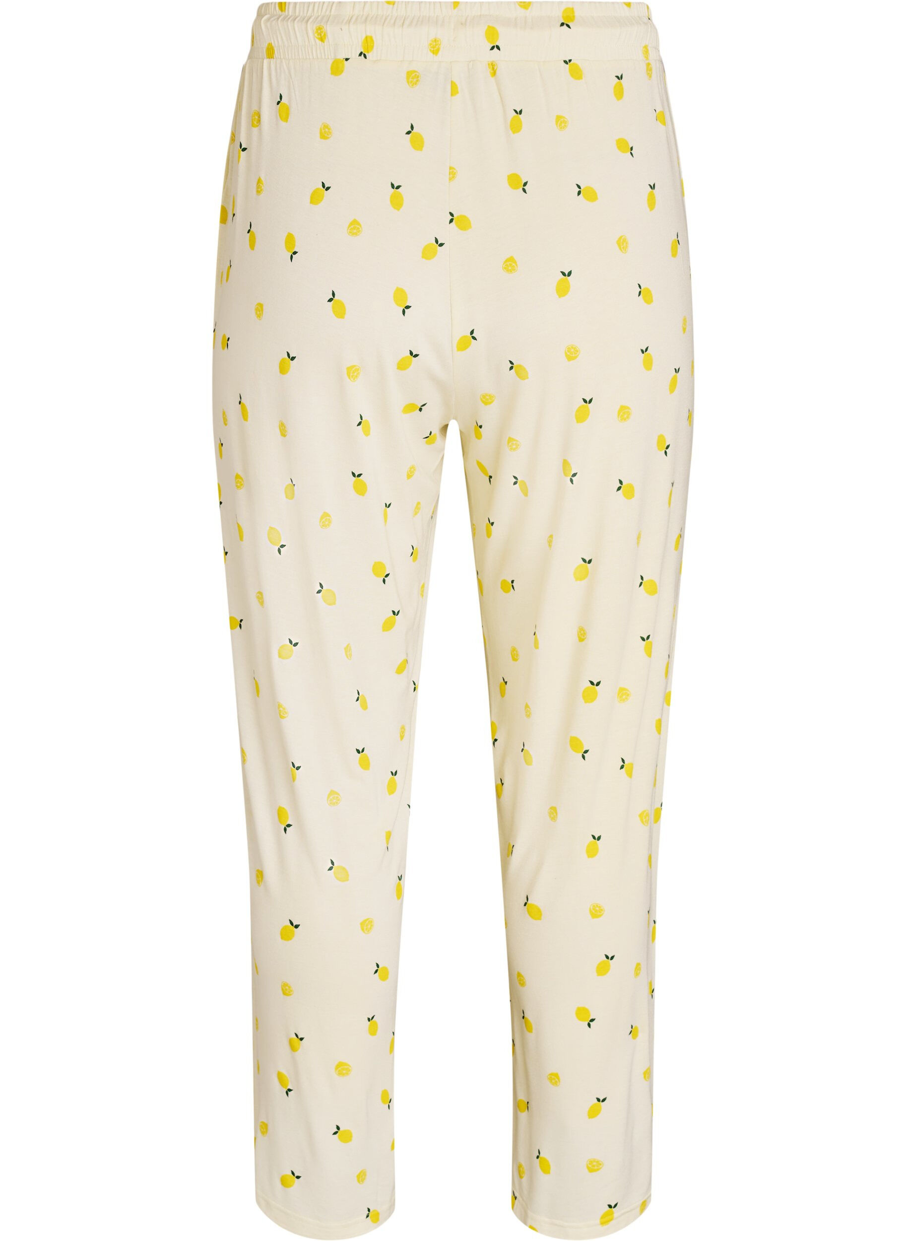 ZizzifashionPyjama trousers in soft jersey with high waist and fruit print, Yellow, Packshot image number 1