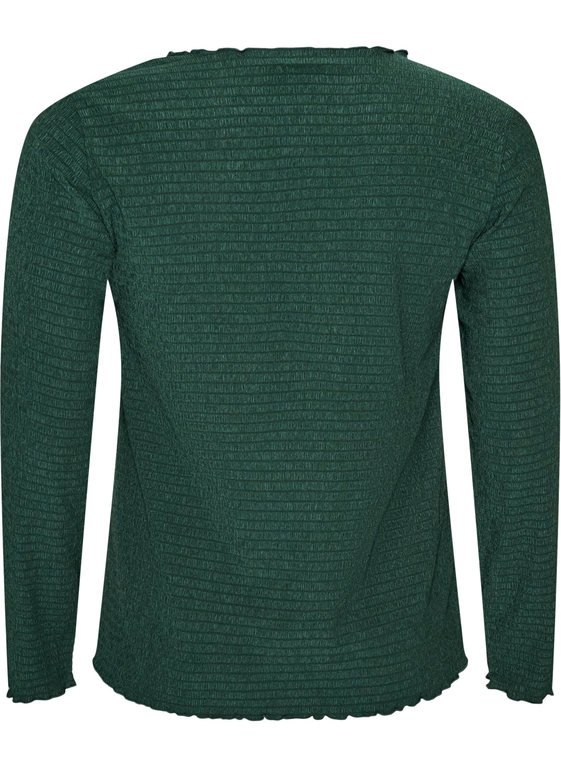 ZizzifashionTextured blouse with wavy edges, Green, Packshot image number 1