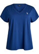 Loose training t-shirt with v-neck, Blue, Packshot image number 0