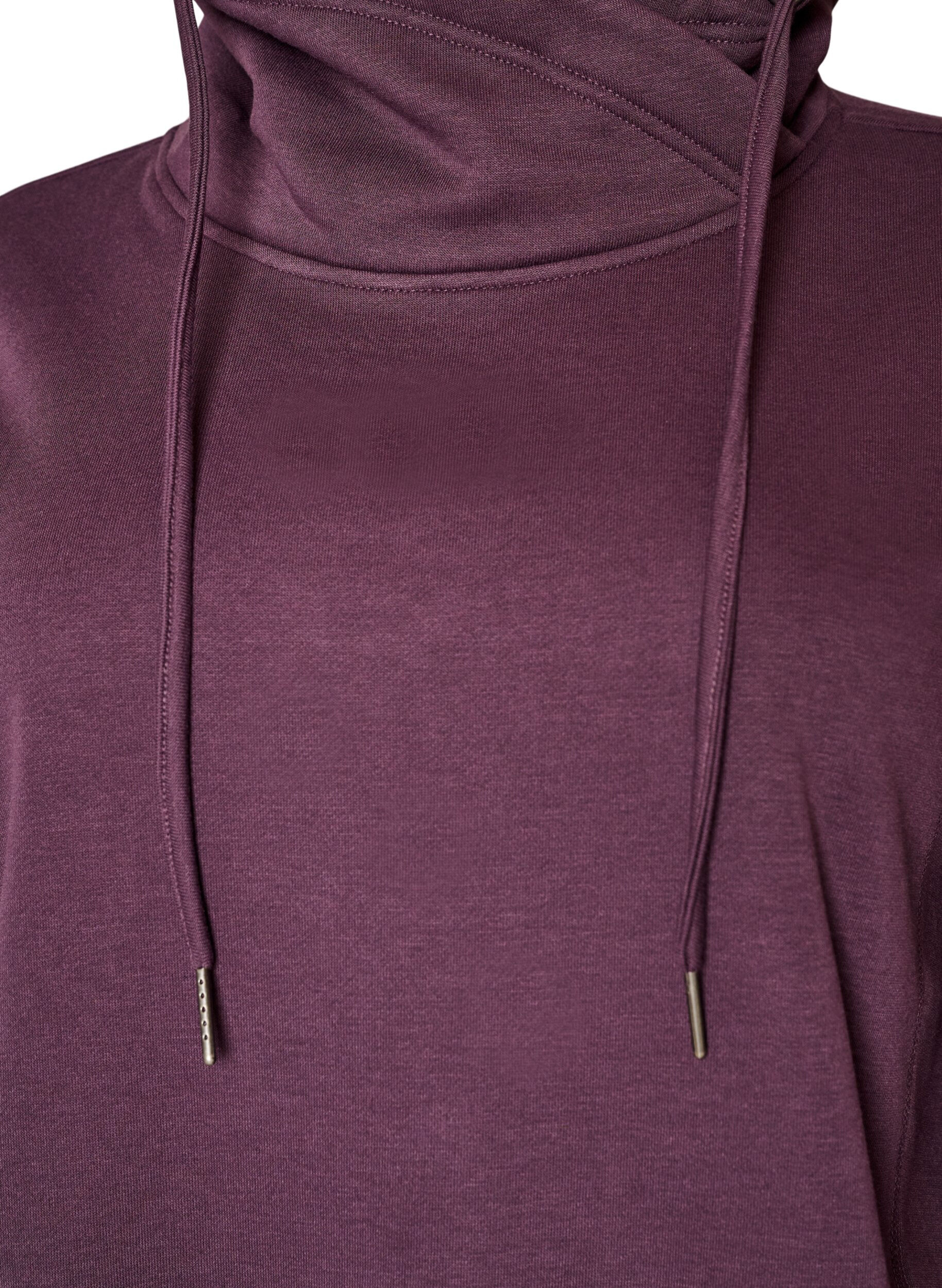 ZizzifashionSweatshirt with high collar and pockets, Purple, Packshot image number 2