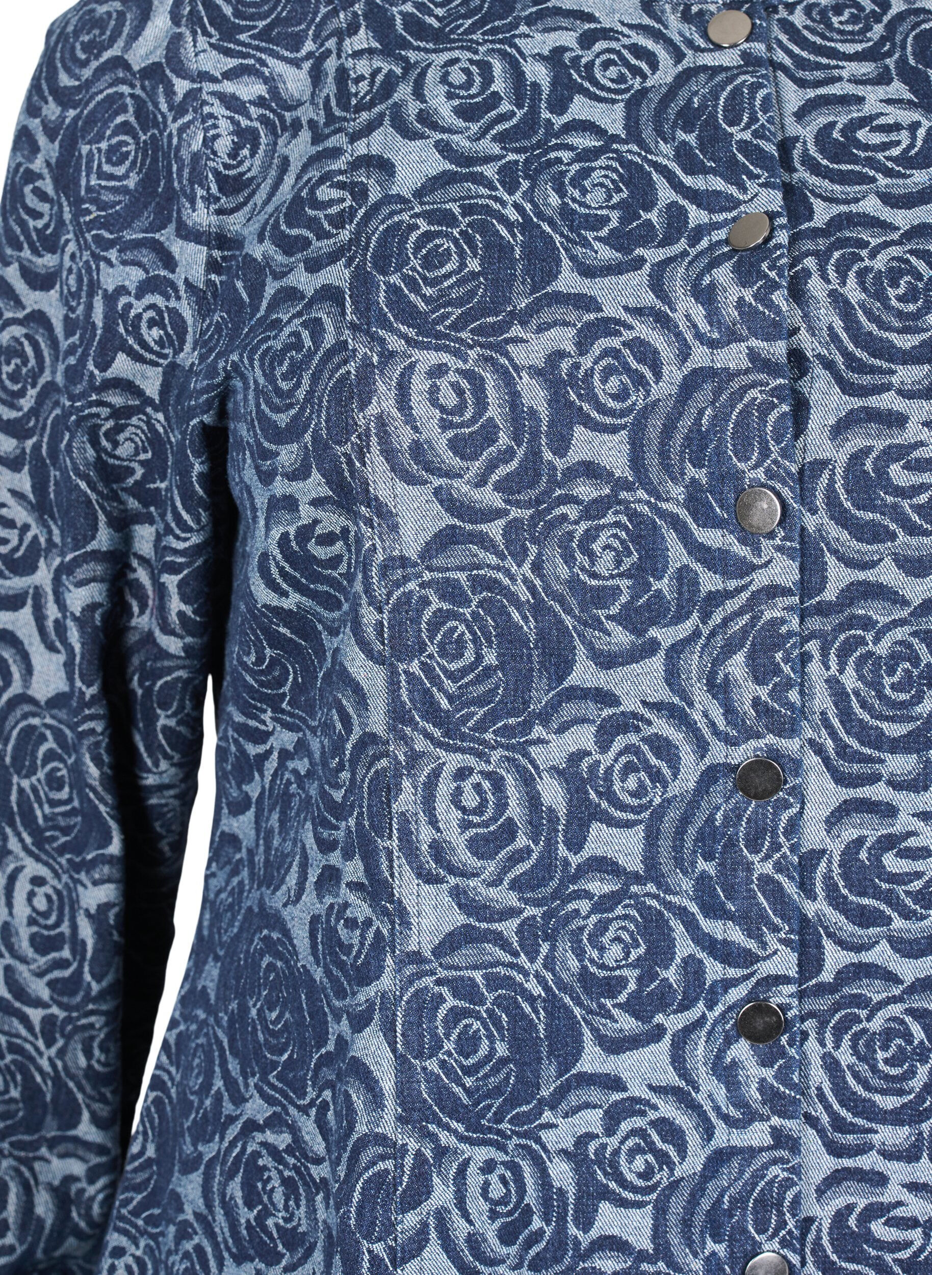 Zizzifashion Denim shirt with rose pattern, Denim Rose AOP, Packshot image number 2