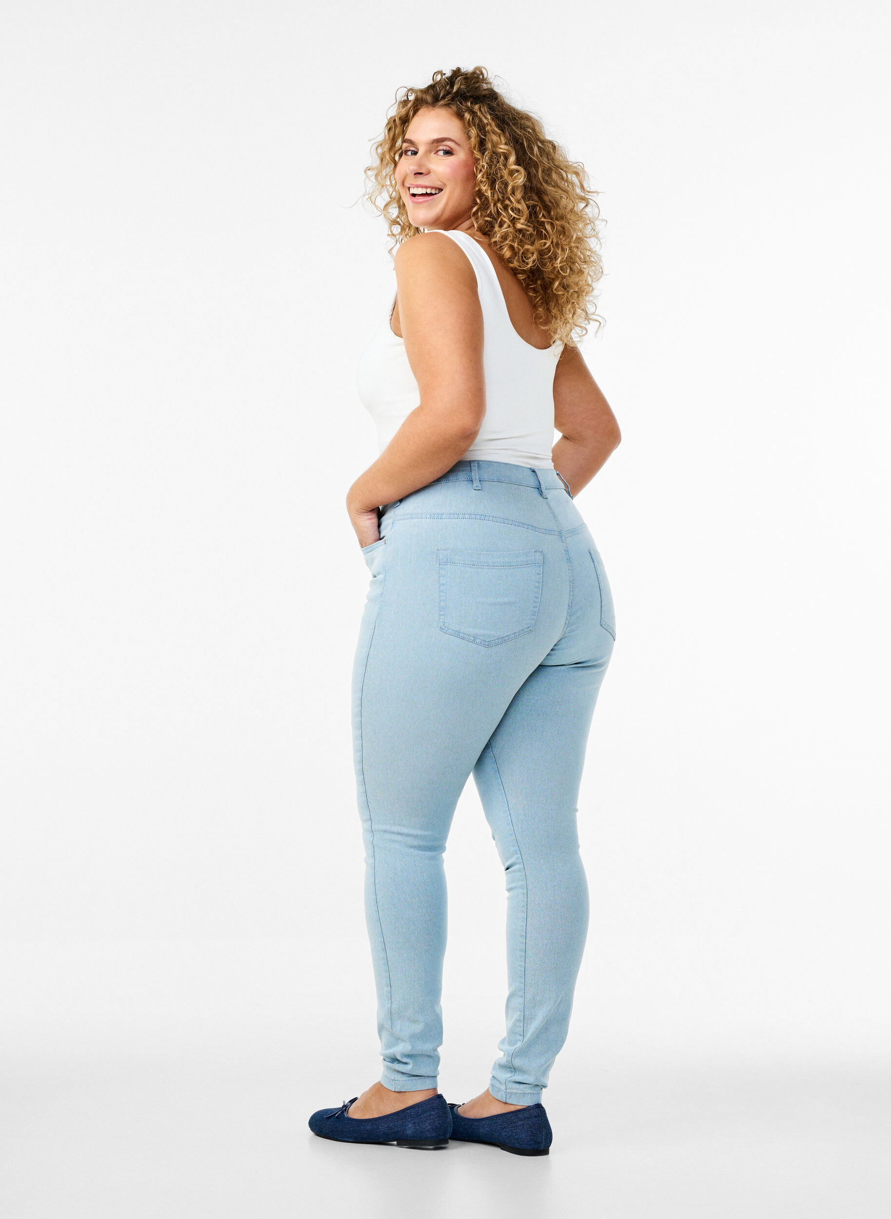 Zizzifashion High-waisted super slim Amy jeans , Light Blue, Model image number 1