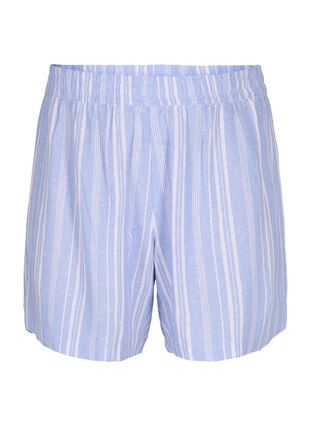 Striped shorts in a linen-viscose blend, Serenity Wh.Stripe, Packshot image number 0