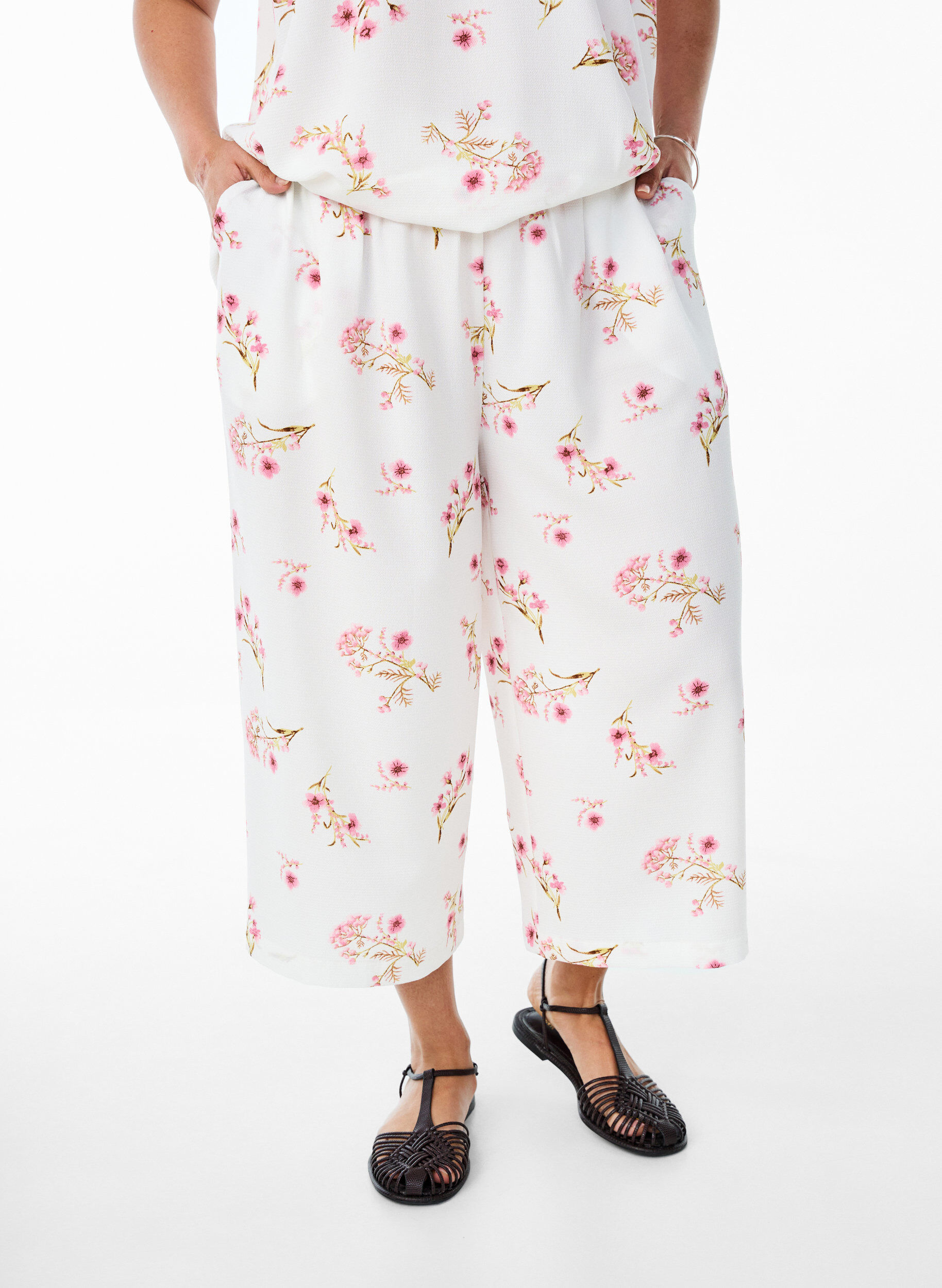ZizzifashionCulotte trousers with print, White, Model image number 2