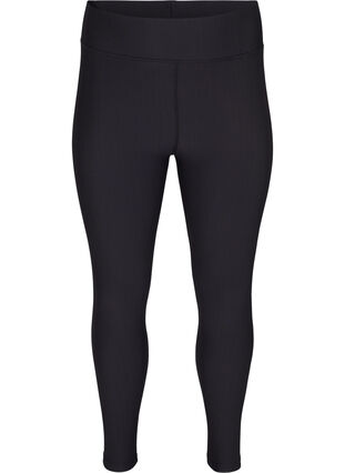 Ribbed gym leggings in a 7/8 length, Black, Packshot image number 0