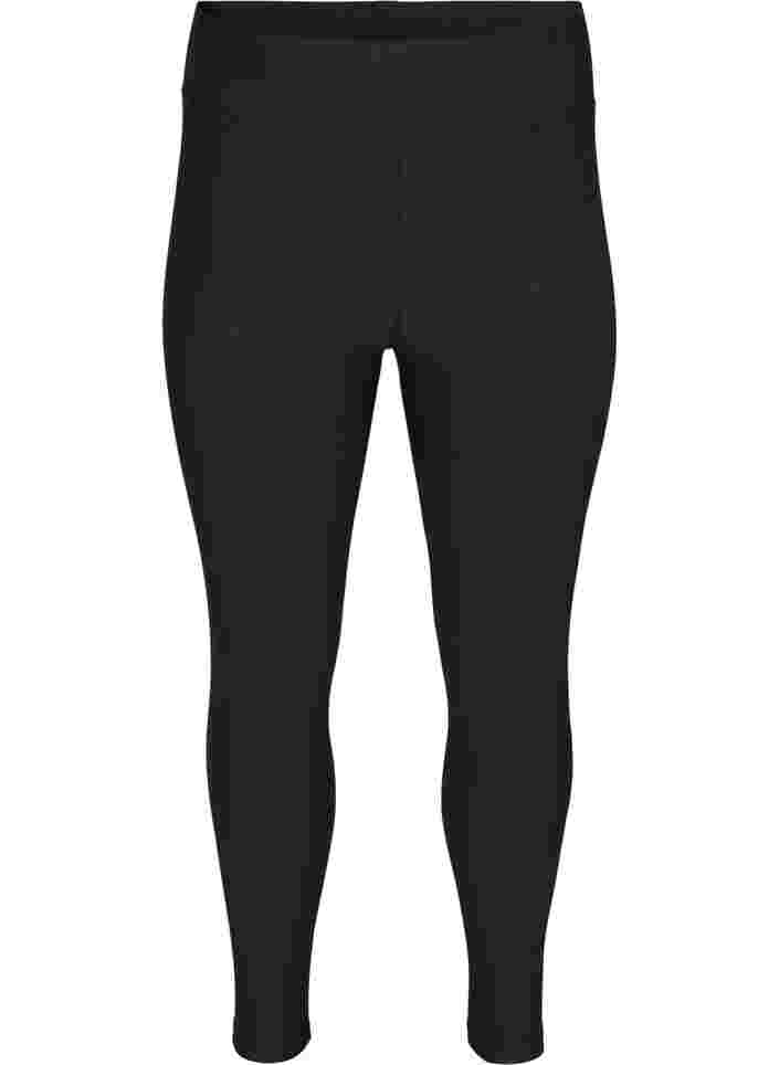 Ribbed gym leggings in a 7/8 length, Black, Packshot