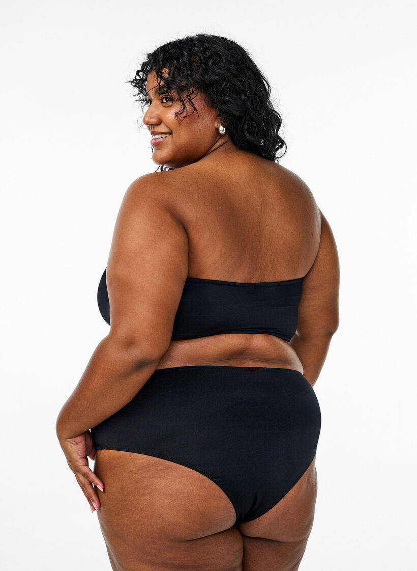 Solid color bandeau bikini top, Black, Model image number 2