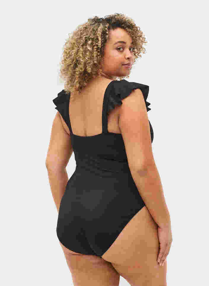 Swimsuit with ruffle sleeves, Black, Model image number 1