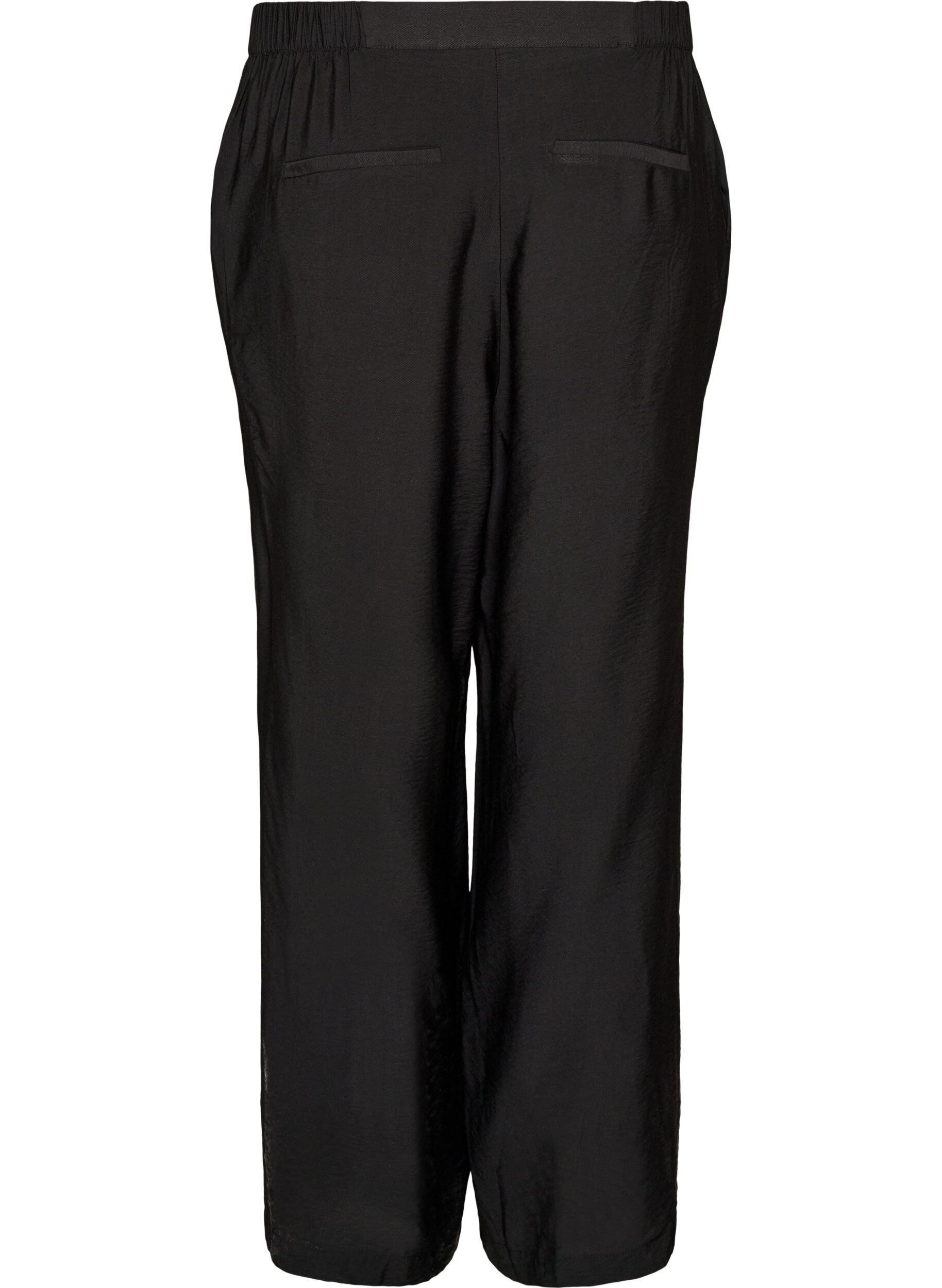 ZizzifashionViscose trousers with an elasticated waist and straight legs, Black, Packshot image number 1