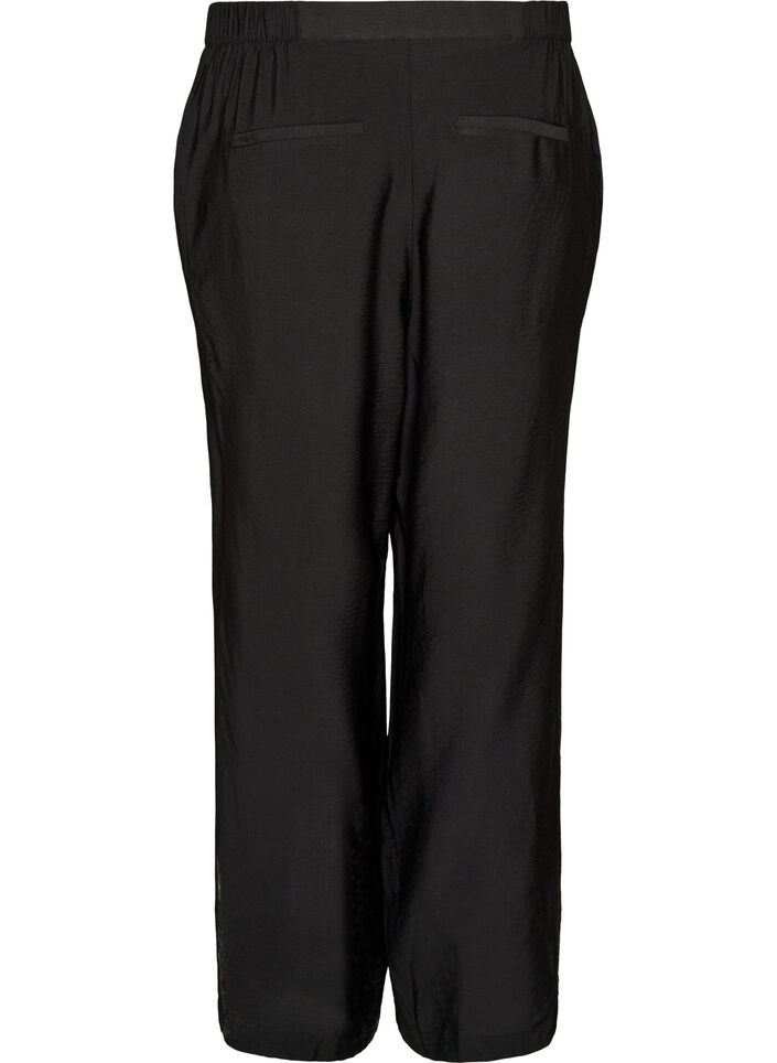 Viscose trousers with an elasticated waist and straight legs, Black, Packshot image number 1