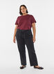 Basic cotton T-shirt with round neck, Dark Bordeaux, Model image number 1