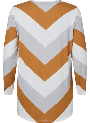 Patterned blouse with long sleeves, Beige Zig Zag, Packshot image number 1