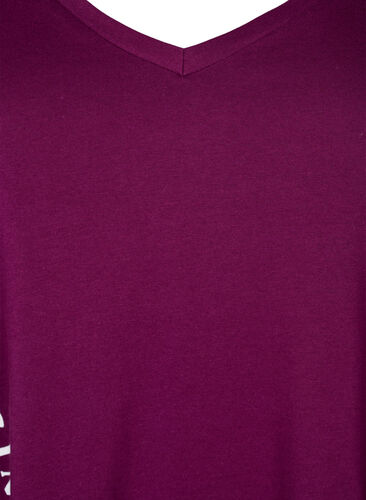 Organic cotton nightdress with V-neck , Dark Purple W. Be, Packshot image number 2