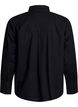 Cotton shirt with tone-on-tone floral embroidery, Black, Packshot image number 1