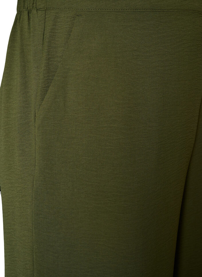 High-waisted culottes with an elasticated back, Green, Packshot image number 2