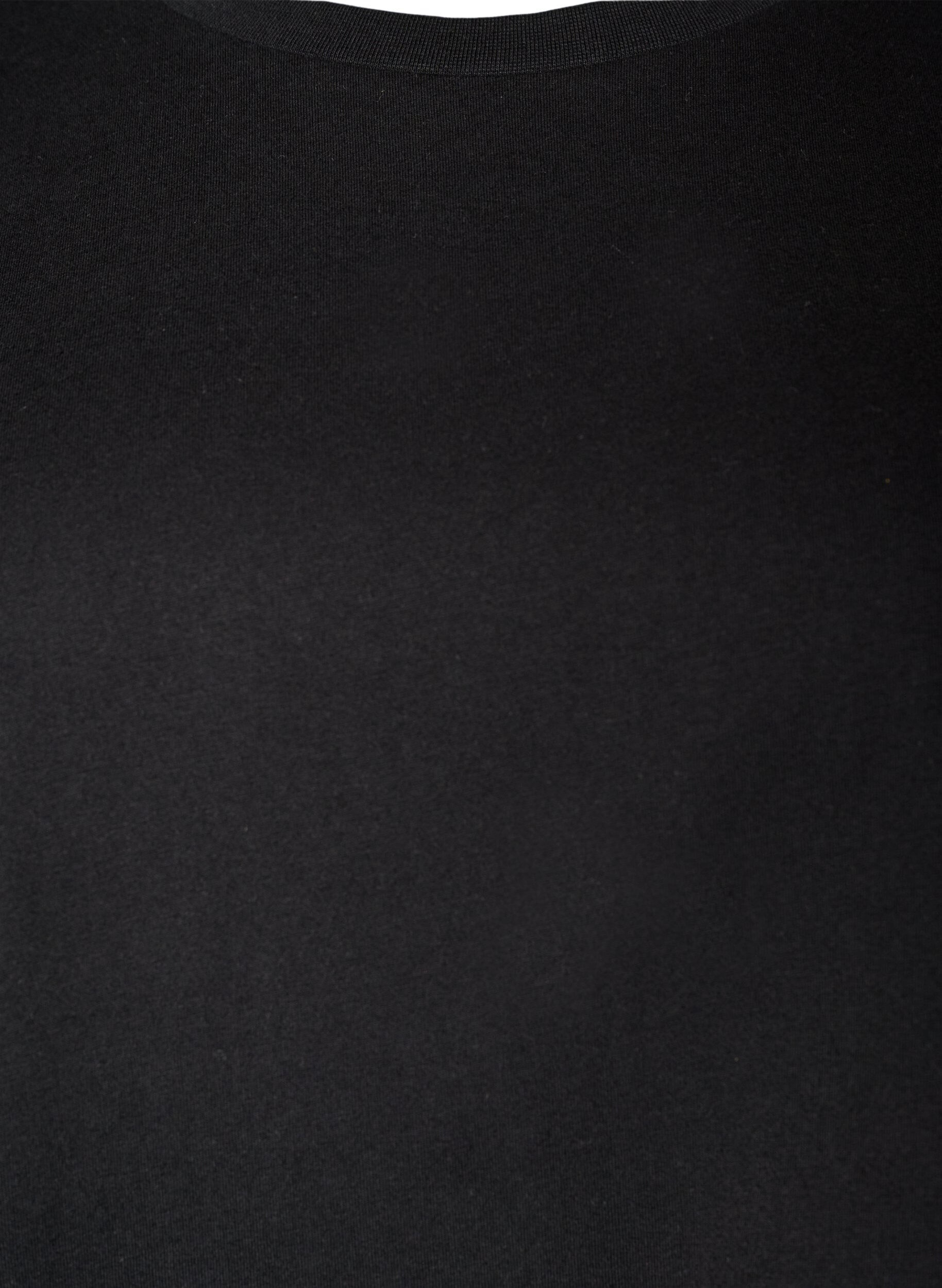 ZizzifashionOrganic cotton T-shirt with ruffle sleeves, Black, Packshot image number 2